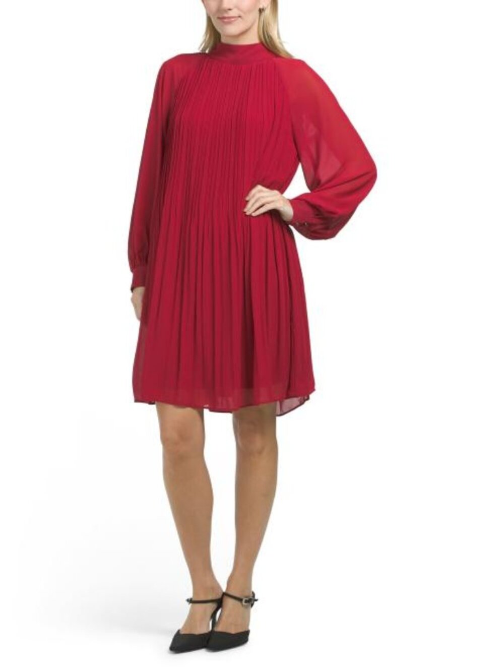 LONDON TIMES Tie Back Pleated Mini Dress